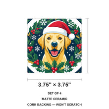 Labrador Retriever Christmas Ornament Art ceramic coasters set of 4, size 3.75 inches