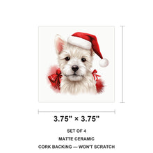 West Highland White Terrier Puppy Drawing ceramic coasters set of 4, size 3.75 inches