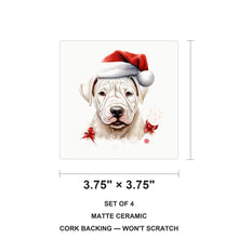 Dogo Argentino Puppy Drawing ceramic coasters set of 4, size 3.75 inches