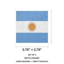 Argentina Flag Pride ceramic coasters set of 4, size 3.75 inches