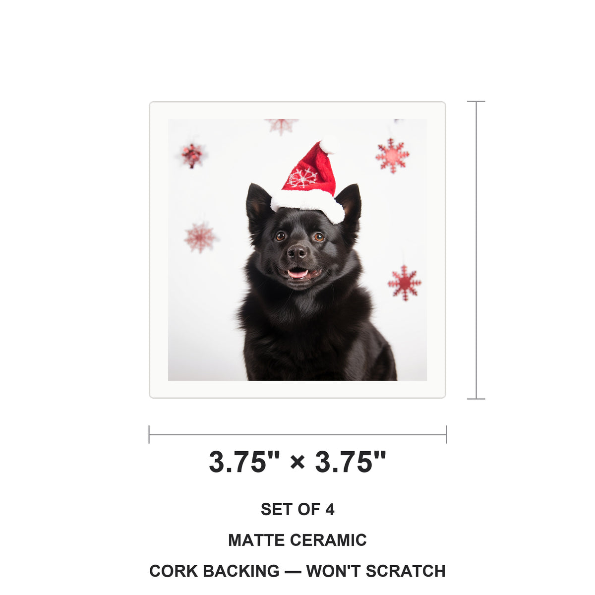 Schipperke ceramic coasters set of 4, size 3.75 inches