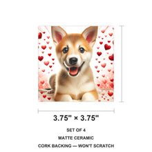 Shiba Inu ceramic coasters set of 4, size 3.75 inches