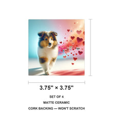 Collie ceramic coasters set of 4, size 3.75 inches