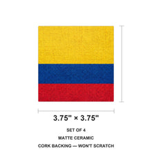 Colombia Flag Pride ceramic coasters set of 4, size 3.75 inches