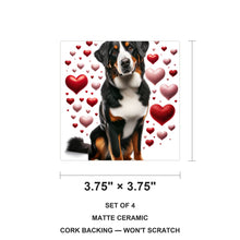 Bernese Mountain Dog ceramic coasters set of 4, size 3.75 inches