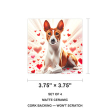 Basenji ceramic coasters set of 4, size 3.75 inches
