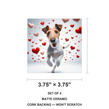 Wire Fox Terrier ceramic coasters set of 4, size 3.75 inches