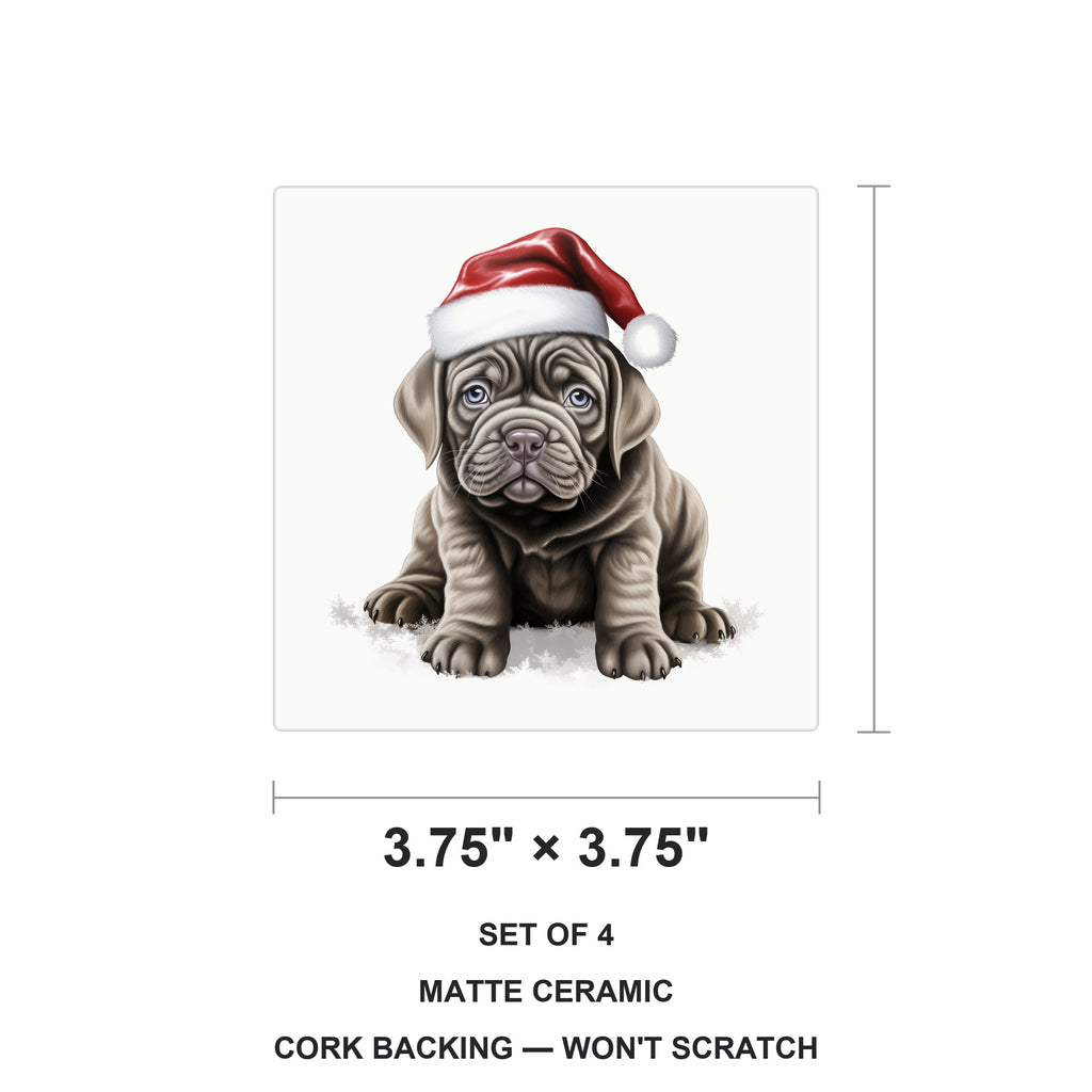 Neapolitan Mastiff Puppy Drawing ceramic coasters set of 4, size 3.75 inches