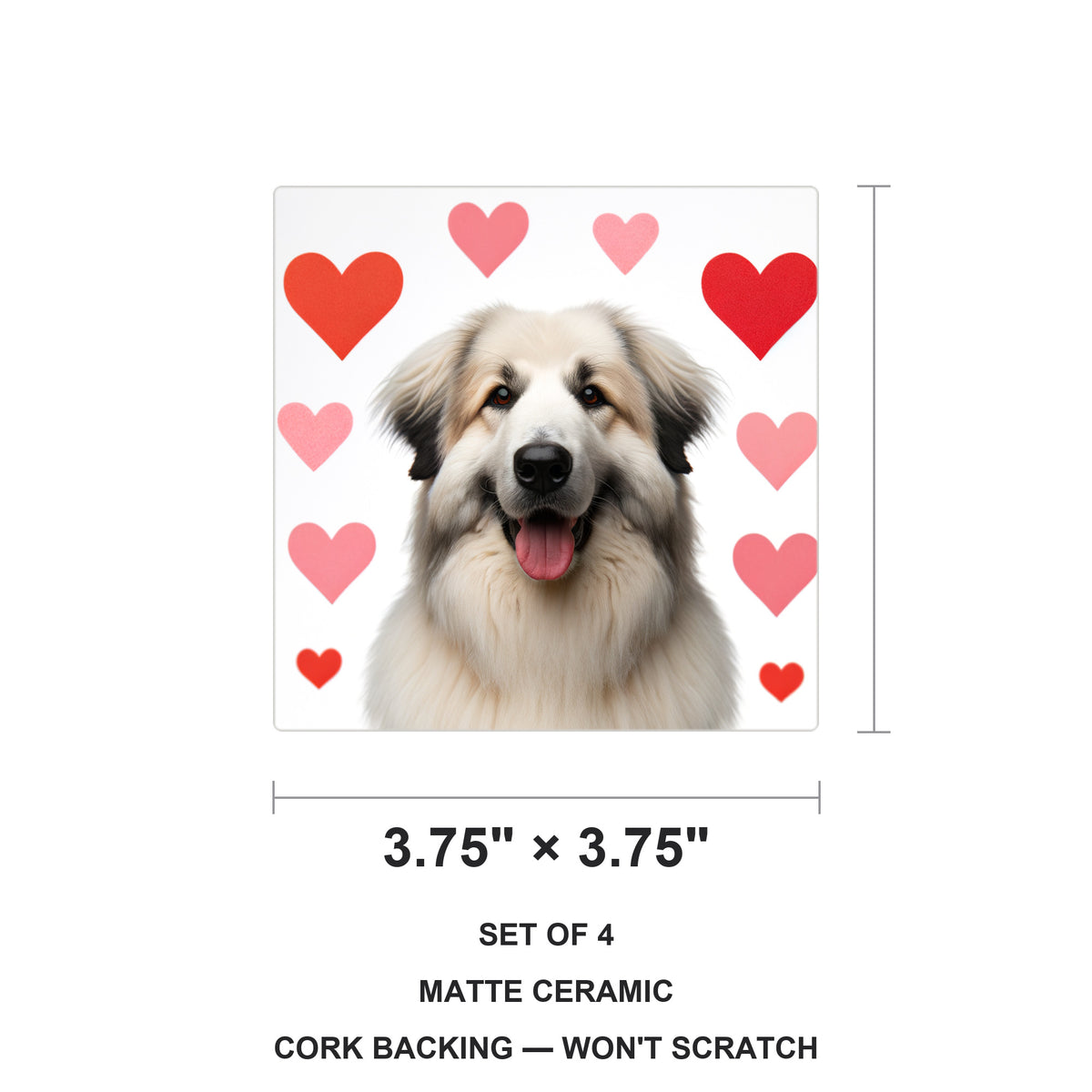Great Pyrenees ceramic coasters set of 4, size 3.75 inches