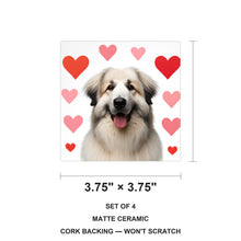 Great Pyrenees ceramic coasters set of 4, size 3.75 inches
