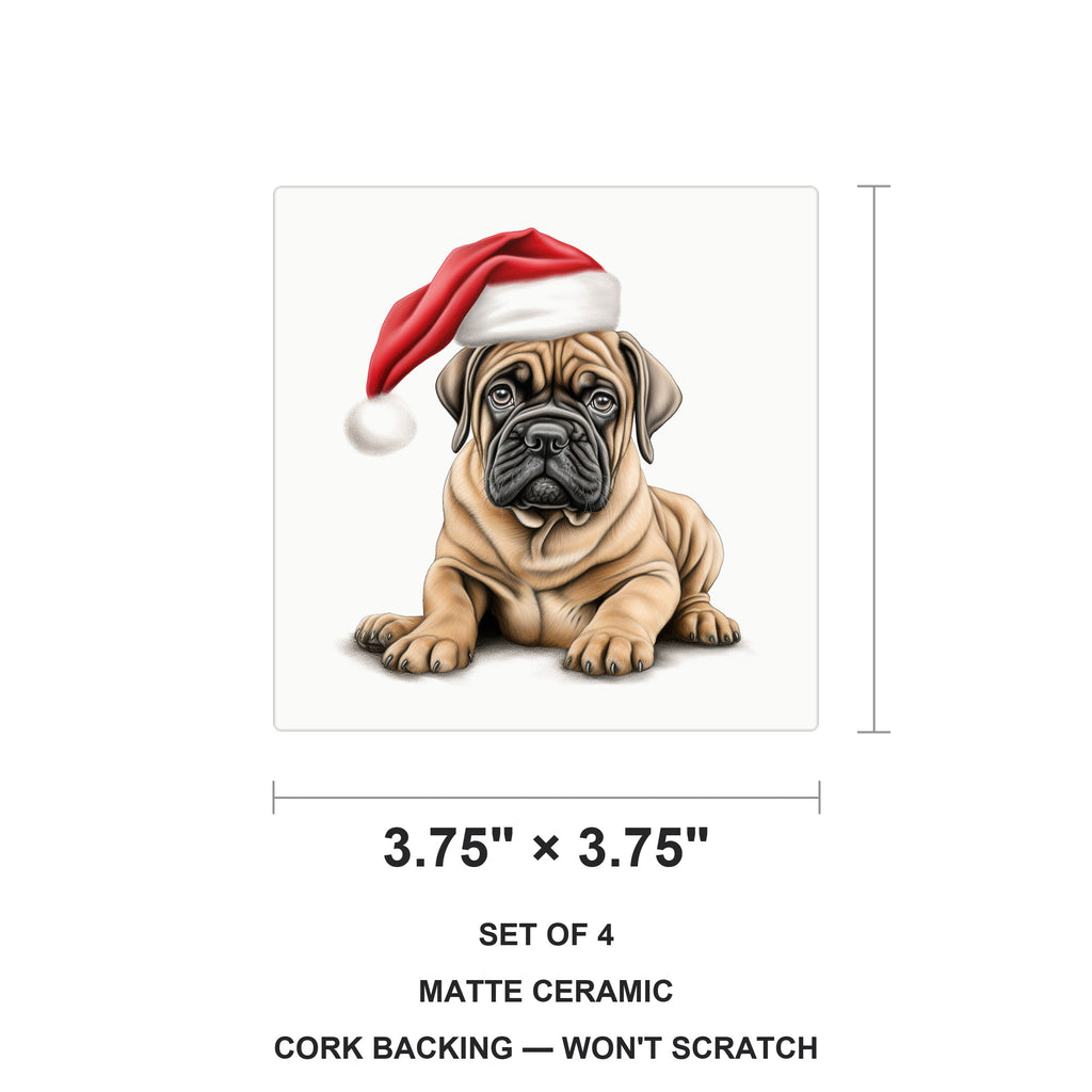 Bullmastiff Puppy Drawing ceramic coasters set of 4, size 3.75 inches