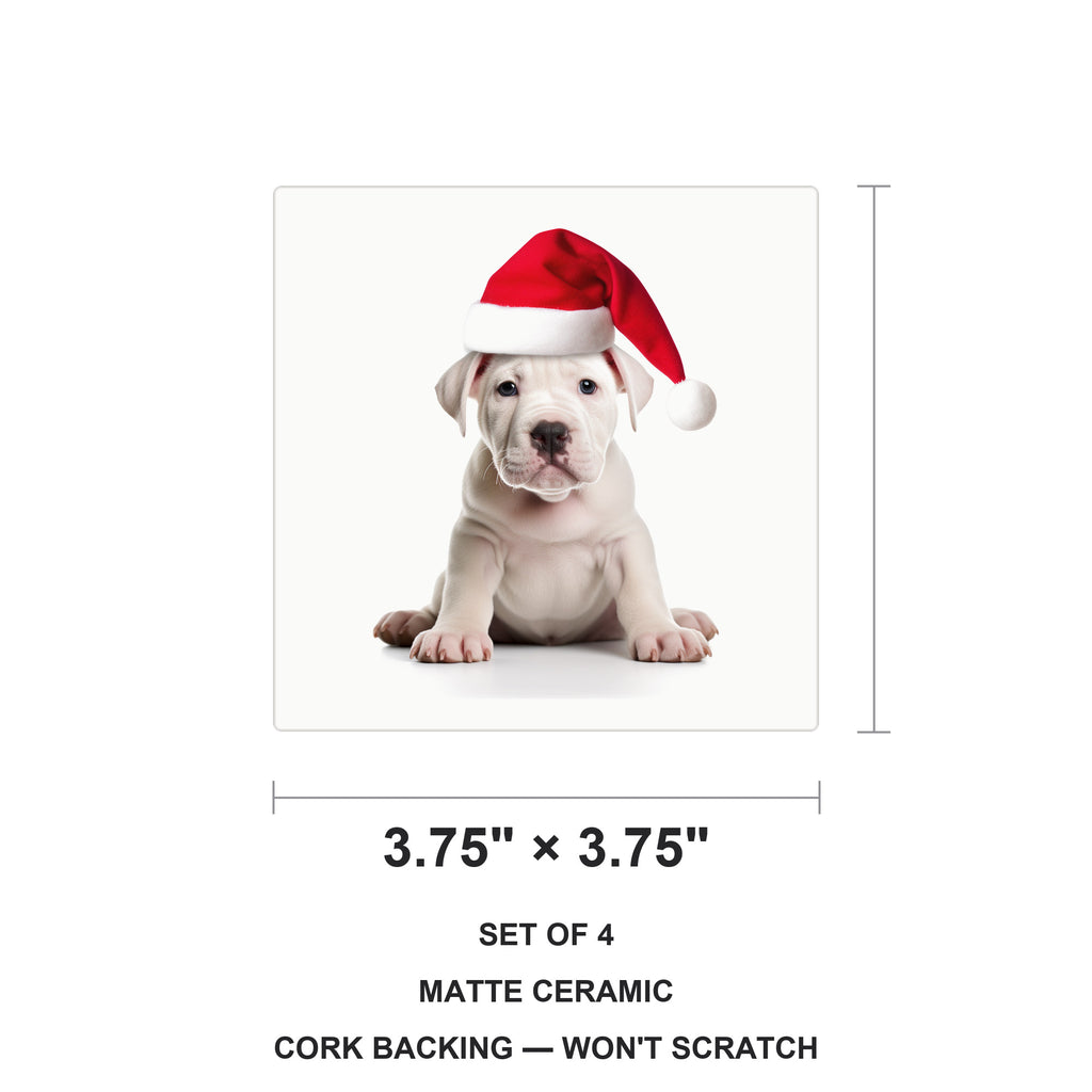 Dogo Argentino Puppy ceramic coasters set of 4, size 3.75 inches