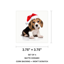 Beagle Puppy ceramic coasters set of 4, size 3.75 inches