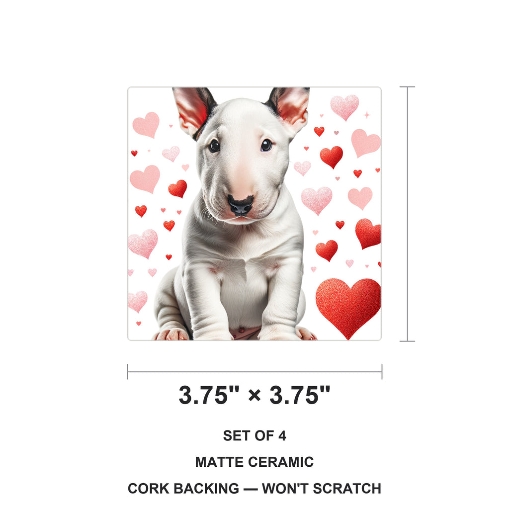 Bull Terrier ceramic coasters set of 4, size 3.75 inches