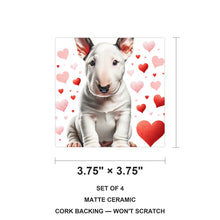 Bull Terrier ceramic coasters set of 4, size 3.75 inches