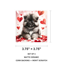 Keeshond ceramic coasters set of 4, size 3.75 inches