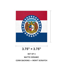 Missouri State Flag ceramic coasters set of 4, size 3.75 inches