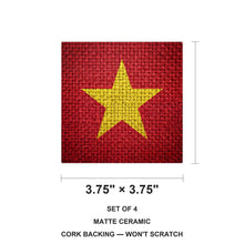 Vietnam Flag Pride ceramic coasters set of 4, size 3.75 inches