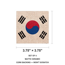 South Korea Flag Pride ceramic coasters set of 4, size 3.75 inches