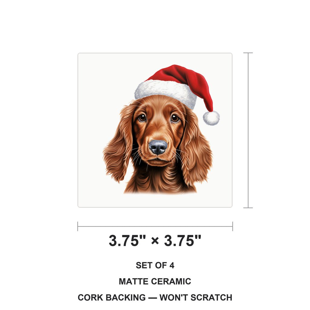 Irish Setter Puppy Drawing ceramic coasters set of 4, size 3.75 inches