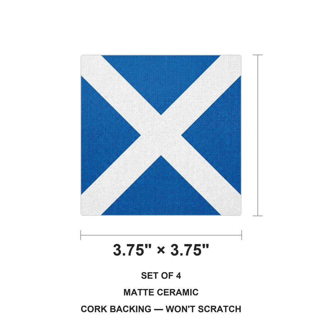 Scotland Flag Pride ceramic coasters set of 4, size 3.75 inches