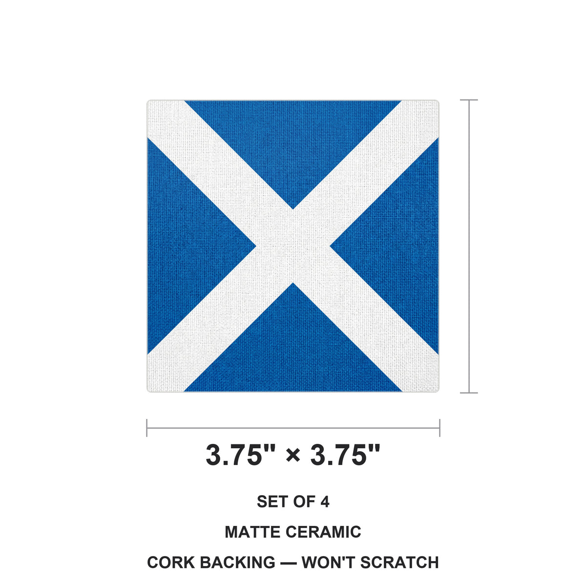 Scotland Flag Pride ceramic coasters set of 4, size 3.75 inches