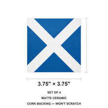 Scotland Flag Pride ceramic coasters set of 4, size 3.75 inches