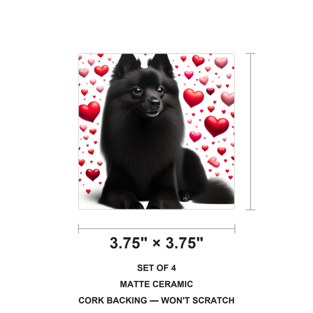 Schipperke ceramic coasters set of 4, size 3.75 inches