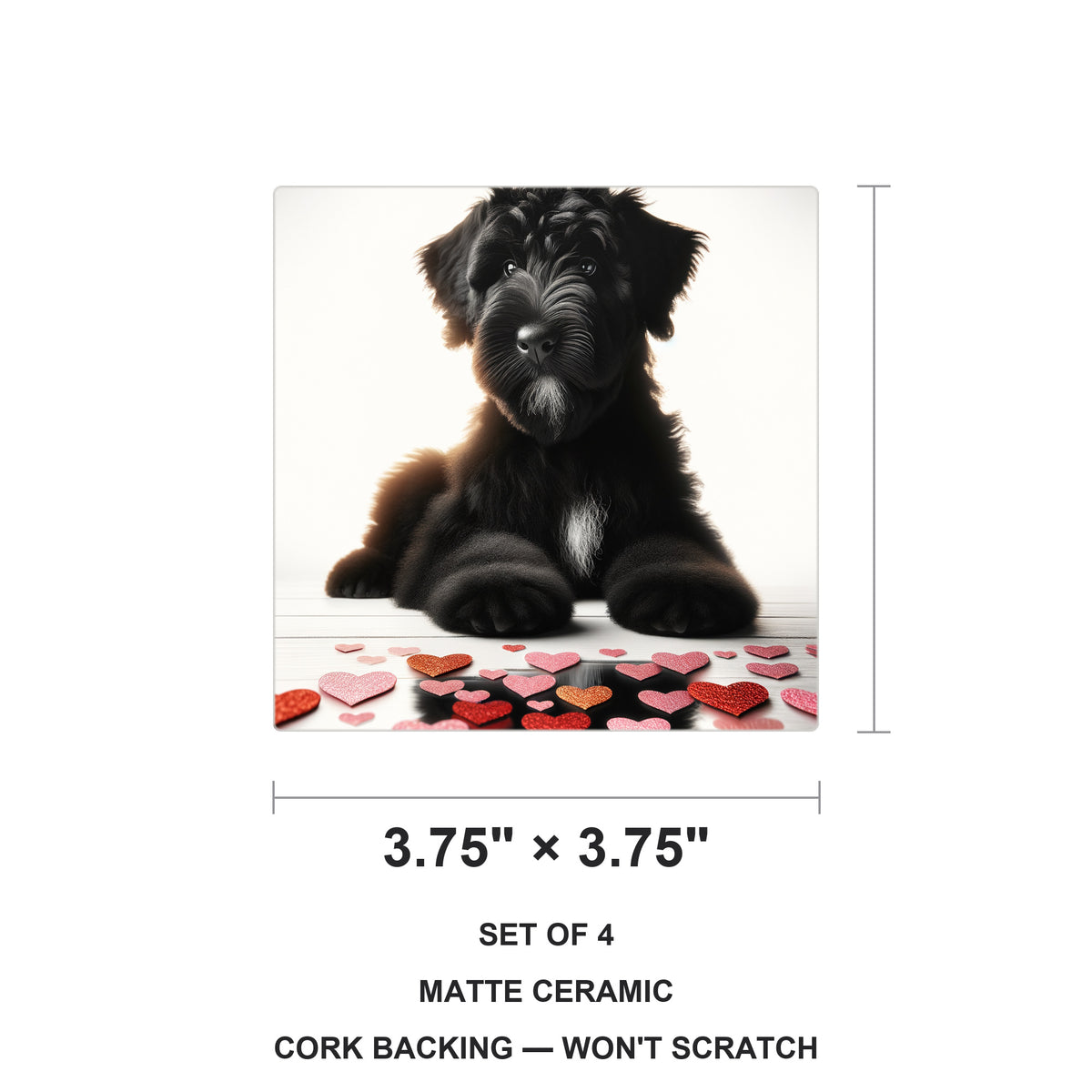 Giant Schnauzer ceramic coasters set of 4, size 3.75 inches