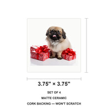 Pekingese ceramic coasters set of 4, size 3.75 inches