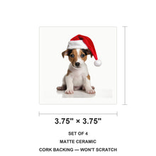 Smooth Fox Terrier Puppy ceramic coasters set of 4, size 3.75 inches