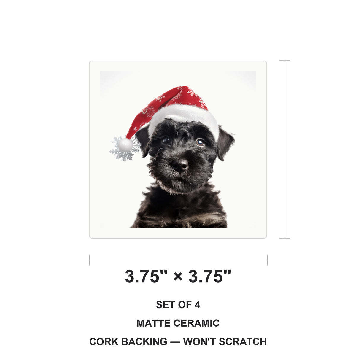 Kerry Blue Terrier Puppy ceramic coasters set of 4, size 3.75 inches