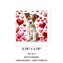 Jack Russell Terrier ceramic coasters set of 4, size 3.75 inches