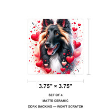 Shetland Sheepdog ceramic coasters set of 4, size 3.75 inches