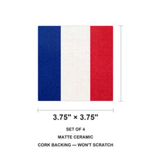 France Flag Pride ceramic coasters set of 4, size 3.75 inches