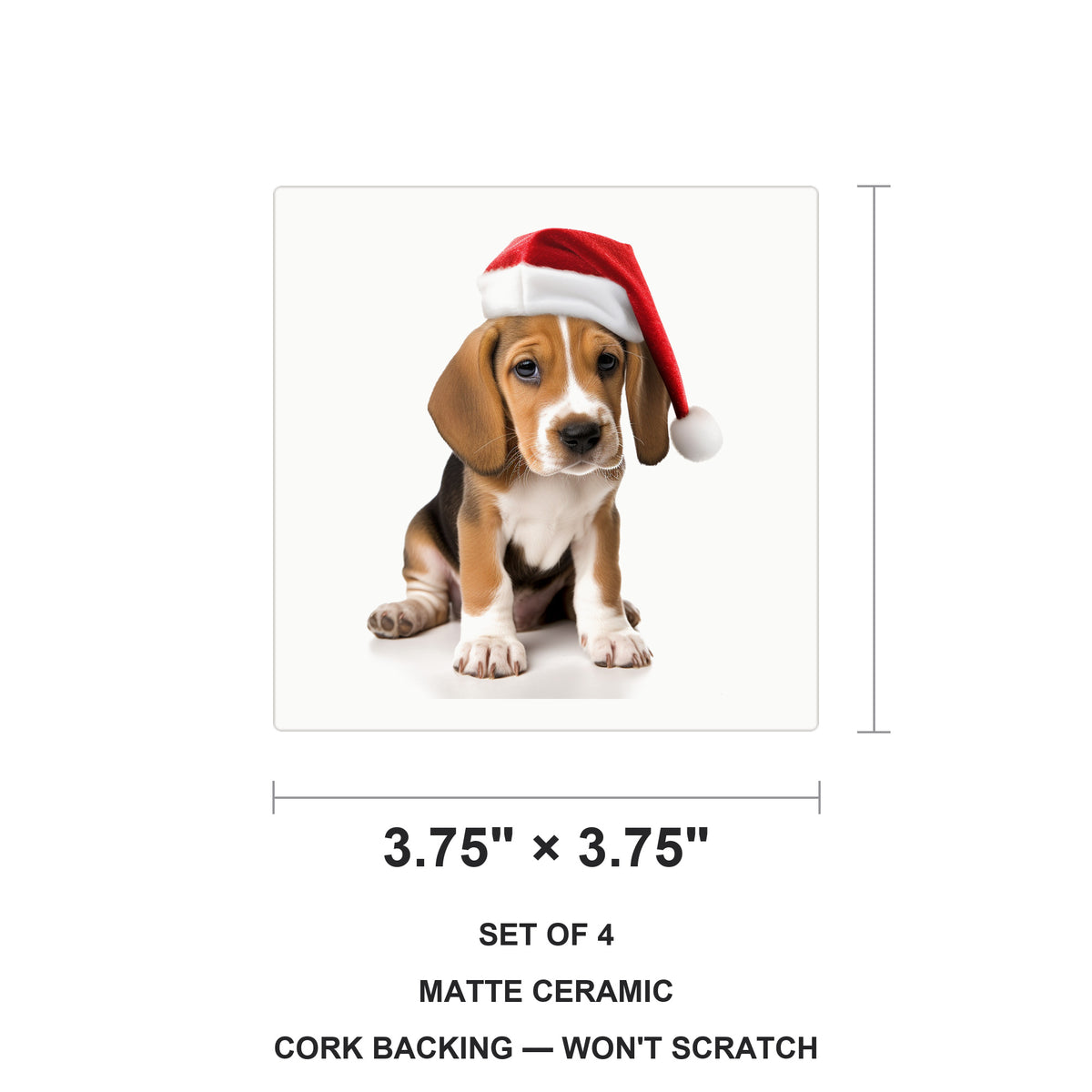 English Foxhound Puppy ceramic coasters set of 4, size 3.75 inches