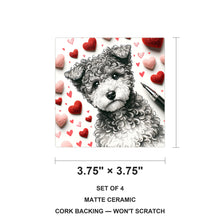 Poodle ceramic coasters set of 4, size 3.75 inches