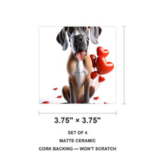 Great Dane ceramic coasters set of 4, size 3.75 inches