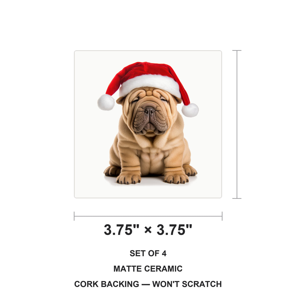Chinese Shar-Pei ceramic coasters set of 4, size 3.75 inches