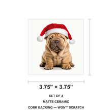 Chinese Shar-Pei ceramic coasters set of 4, size 3.75 inches