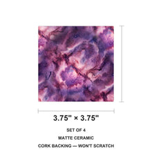 Galaxy Nebula ceramic coasters set of 4, size 3.75 inches