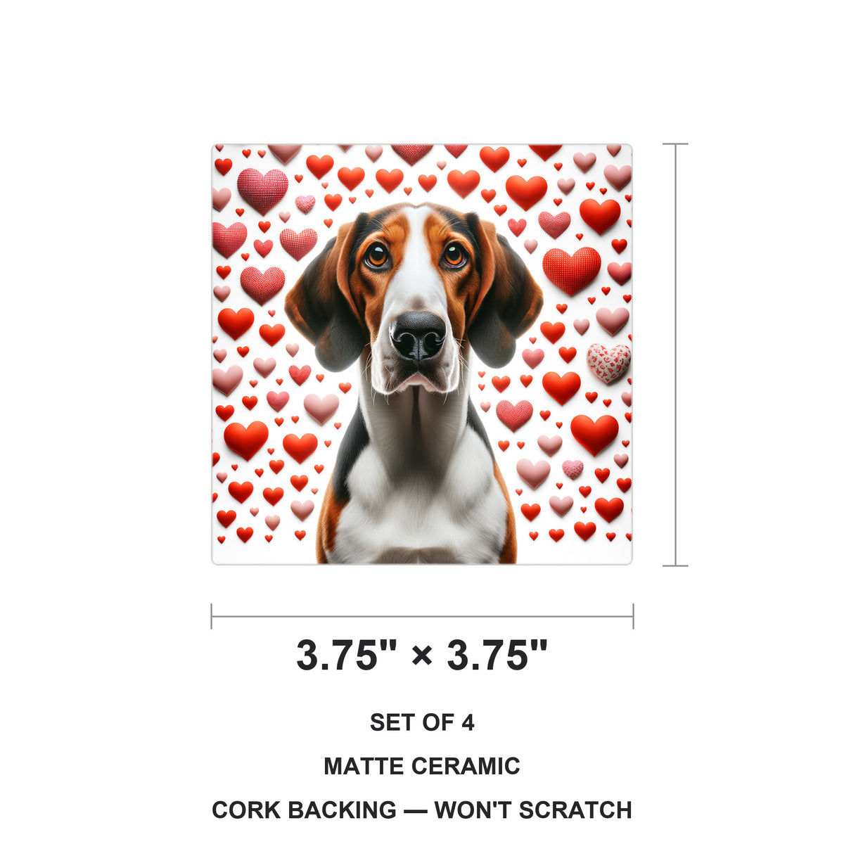 Beagle ceramic coasters set of 4, size 3.75 inches