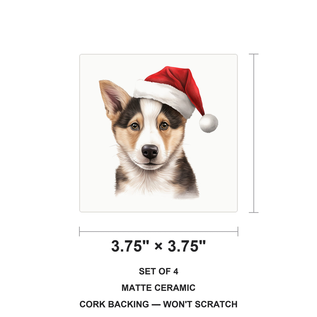 Canaan Dog Puppy Drawing ceramic coasters set of 4, size 3.75 inches