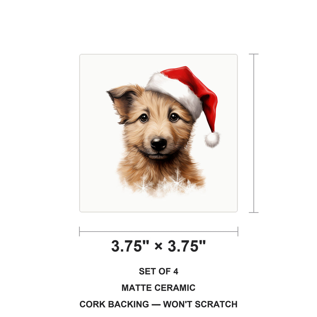 Berger Picard Puppy Drawing ceramic coasters set of 4, size 3.75 inches
