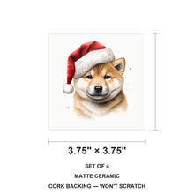 Shiba Inu Puppy Drawing ceramic coasters set of 4, size 3.75 inches