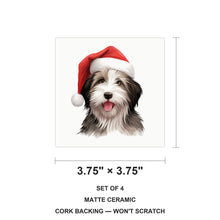 Bearded Collie Puppy Drawing ceramic coasters set of 4, size 3.75 inches