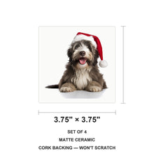 Bergamasco Sheepdog Puppy ceramic coasters set of 4, size 3.75 inches