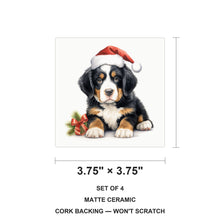 Bernese Mountain Dog Puppy Drawing ceramic coasters set of 4, size 3.75 inches