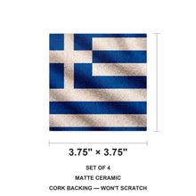 Greece Flag Pride ceramic coasters set of 4, size 3.75 inches
