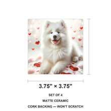 Samoyed ceramic coasters set of 4, size 3.75 inches